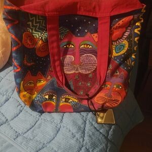 Artistic Cat Design Tote Bag - Multicolor